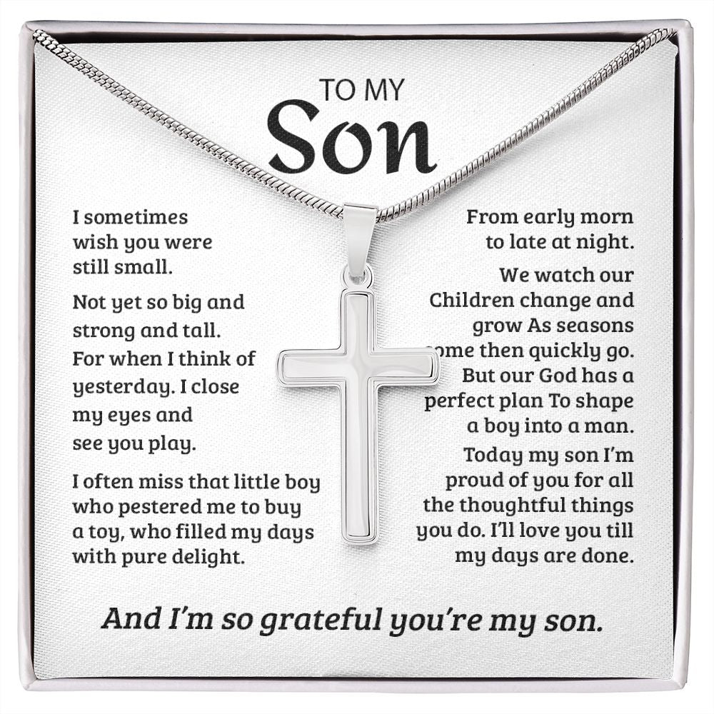 My Son | So Grateful - Stainless Steel Cross Necklace - PerfectDeals4me