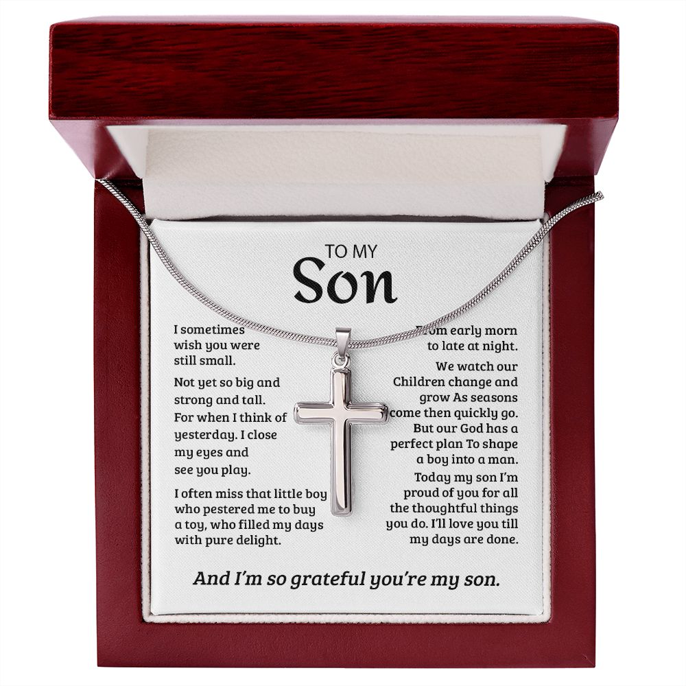 My Son | So Grateful - Stainless Steel Cross Necklace - PerfectDeals4me