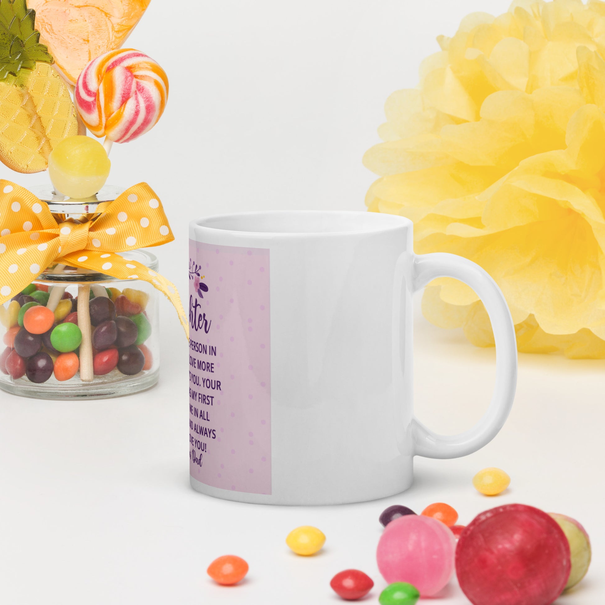 White glossy mug - My Daughter Love more | Dad - PerfectDeals4me