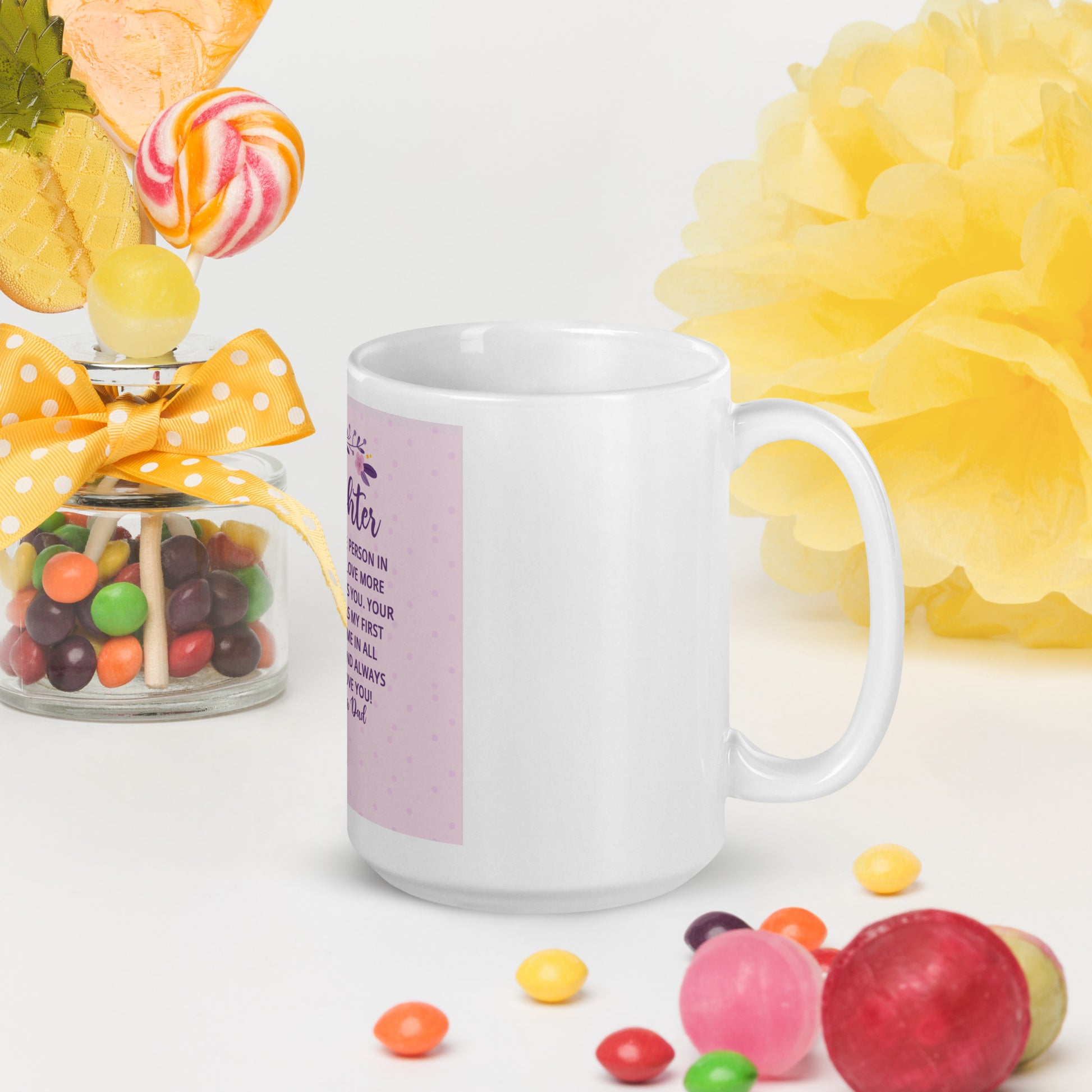 White glossy mug - My Daughter Love more | Dad - PerfectDeals4me